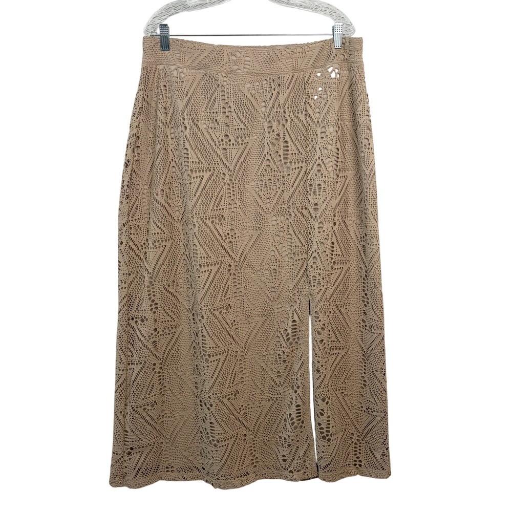 Chico's Crochet Maxi‎ Skirt Size 2 Tan